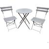 SET BISTRò TAVOLO 60x70h 2 SEDIE 42x48x81h ACCIAIO PIEGHEVOLE TORTORA GIARDINO