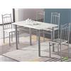 CHINA-HOOYA CHAIRS SET TAVOLO RETTANGOLARE EFF. MARMO BIANCO 120X70Xh75 CM + 4 SEDIE MDF ACCIAIO