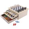 BricoShop24 Scacchiera Multigioco 10 in 1 in Legno con Cassettiera Portapedine