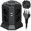GENERAL ELECTRIC MULTIPRESA TORRETTA 4 LATI NERA PAVIMENTO SCRIVANIA PRESA BOSCH RICARICA USB A C