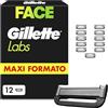 Gillette Labs Lamette di Ricambio per Rasoio Barba Manuale, Confezione da 12 Lamette Gillette Labs di Ricambio, Compatibili con Gillettelabs con Barra Esfoliante e Heated Razor, Cartucce Rasoio Uomo