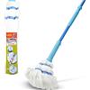 Spontex Mocio Twist Mop in microfibra con sistema di strizzatura automatica integrato, panno abrasivo antigraffio per macchie ostinate, pulisce pavimenti in laminato, legno e piastrelle, testa