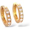 Orecchini da donna piccoli a cerchio con zirconi bianchi in oro 18 kt 750