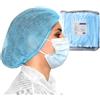 OneProtek - 100 Cuffie monouso TNT per capelli - Blu - Cuffia modello Plissè- Copricapo usa e getta non tessuto traspirante