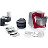 Bosch Serie 4 Planetaria MUM58710, 1000 W, Ciotola in Acciaio Inox da 3,9 L, 7 Livelli di Velocità, Fruste, Gancio e Dischi Vari Inclusi, Lavabili in Lavastoviglie, Rosso
