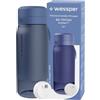 Wessper Borraccia Filtrante in Tritan, 500 ml, Borraccia con Filtro Acqua Actitex Disc, Fiduce il Cloro, Contatore di Sostituzione del Filtro, Bottiglia BPA FREE - Blu