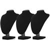 Comelyjewel Confezione da 3 supporti per collane in velluto nero da 22,9 cm, supporto per catena da esposizione di medie dimensioni, manichino busto per organizzazione della casa e gioielli