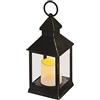 EMOS Lanterna antica con candela LED, design vintage e effetto fiamma, IP20 per interni, funzionamento a batteria (3 x AAA), 10.000 ore, luce bianca calda, funzione timer 6 ore, 10,5 x 24 cm, nero