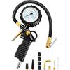 Manometro per Pneumatici 220 PSI Manometro Pressione Gomme Con 4 Tappi Valvola 2
