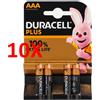 DURACELL 10 X Duracell Plus 100 Aaa Mn2400 Batteria Ministilo Alkaline 1,5 V Blister 4 P