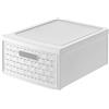 Country Cassettiera Con 1 Cassetto in Rattan, Plastica (PP) Senza BPA, Bianco, P