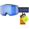 Uvex pwdr FM - maschera da sci per bambini - categoria di filtro 2 - privo di appannamenti - black matt dl/ruby-clear - one size