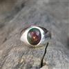 Senza marchio Anello opale nero fuoco naturale 5 ct in argento 925 placcato oro bianco anel...