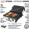 DCG Bistecchiera Elettrica 2000W Grill Piastre Antiaderenti 180° Panini Carne BBQ