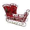 COSE DA CASA Grande Slitta di Babbo Natale rossa in Metallo cm 120 con Agrifogli Renne alberi