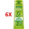 FRUCTIS 6 X Fructis Shampoo Lenitivo Antiforfora Capelli Normali Al Te' Verde 250 Ml.