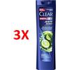 CLEAR 3 X Clear Men Shampoo Antiforfora Anti Sebo Cute E Capelli Grassi 225 Ml