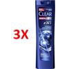 CLEAR 3 X Clear Men Shampoo Antiforfora Action 2in1 Tutti I Tipi Di Cute E Capelli 22