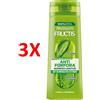 FRUCTIS 3 X Fructis Shampoo Lenitivo Antiforfora Capelli Normali Al Te' Verde 250 Ml.