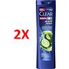CLEAR 2 X Clear Men Shampoo Antiforfora Anti Sebo Cute E Capelli Grassi 225 Ml