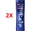 CLEAR 2 X Clear Men Shampoo Antiforfora Action 2in1 Tutti I Tipi Di Cute E Capelli 22