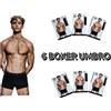 Umbro 6 BOXER UOMO UMBRO 701 Nero Intimo COTONE ELASTICIZZATO BIELASTICO MUTANDA Slip