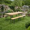LIF Tavolo da Giardino Pieghevole Set Birreria Tavolo + 2 Panche 220x80 cm Legno LIF