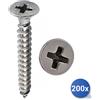 Viteria inox 200x Vite Autofilettante Inox A2 Aisi 304 Testa Piana Croce E-100 4,2X9,5