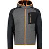 CMP - Giacca da uomo in Wooltech con cappuccio fisso, Antracite, 58