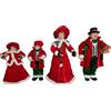 COSE DA CASA Set 4 Cantori Natalizi Vestiti Rosso bianco verde a scacchi GRANDE Decorazione