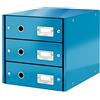Leitz Click & Store Cassettiera a 3 Cassetti Pieghevole, Organizer per Riporre Documenti, Cataloghi e Riviste in Formato A4, Adatta per Casa e Ufficio, Blu, 60484036