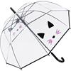 Susino Parapluie cloche transparent automatique - Tête de chatSusino Ombrello classico, 83 cm, 81 liters, Trasparente (Transparent)