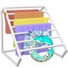 VEVOR Porta asciugamani piscina, 8 barre, bianco, organizer da esterno triangolare in PVC a bordo piscina, include 8 clip per asciugamani, borsa in rete, gancio