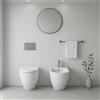 Eurocermica Sanitari Filo Muro a Terra Rimless con Scarico Traslato Set Vaso Bidet CopriWC