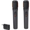 JBL Wireless Microphone, Set con 2 Microfoni Wireless e Ricevitore Wireless UHF a 2 Canali Ricaricabile Pattern Polare Cardioide, Compatibili con Diffusori JBL PartyBox , incluse Batterie AA, Nero