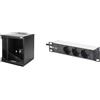 DIGITUS Set: Armadio di rete 10 6U + PDU strip 3 porte // rack 10 - montaggio a parete - altezza x larghezza x profondità 330 x 312 x 300 mm - carico 30kg - profondità utile 240mm - nero