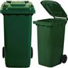 Bidone carrellato verde per la raccolta differenziata rifiuti 240 Lt con ruote e