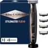 King C. Gillette Gillette King C Trimmer elettrico per barba da uomo stile Master Plus, senza fili e con lame affilate, cofanetto Barba da uomo con 4 zoccoli intercambiabili per tagliare e rasare, impermeabile