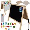 Lavagna Magnetica per Bambini in Legno Bifacciale con Gessetti Pennarello Numeri