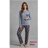 LOVABLE PIGIAMA Donna "LOVABLE" Cardigan-GIACCA APERTA in PURO COTONE INTERLOCK-Felpato