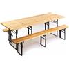 DOMUS SET BIRRERIA TAVOLO 2 PANCHE RICHIUDIBILI IN LEGNO 220X70XH76 GIARDINO 3 GAMBE