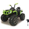 Jamara 460450 - Ride-on Quad Protector verde 12V - Avviamento con pulsante, Ammortizzatori, Clacson e suoni, Collegamento sorgenti audio esterne, Radio FM, Cruscotto illuminato, Batteria potente