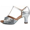 Donna Latino Scarpe Donna Ballo Tango Festa Ballo Scarpe Tacco Basso Lustrini