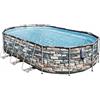 Bestway 56719 Piscina fuoriterra 610x366xH122 cm struttura ovale effetto pietra