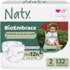 Naty BioEmbrace Pannolini Neonato, Taglia 2 (3-6kg), 132 pezzi | Ipoallergenico per Pelle Sensibile, Fino a 12 Ore di Protezione dalle Perdite, Assorbente, Morbidezza di origine vegetale