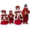 COSE DA CASA Set 4 Cantori Natalizi Vestiti in Rosso Lucido Damascato grandi 50/60cm Famiglia
