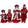 COSE DA CASA Set 4 Cantori Natalizi Vestiti in Rosso Lucido Damascato Decorazione Natalizia