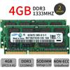 Samsung 8GB 2x 4GB 2GB 1GB PC3-10600S DDR3 1333MHz SODIMM Laptop Memoria RAM IT