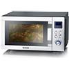 SEVERIN Forno a Microonde 3in1 con Base in Vetro, Flatbed per Piatti Grandi, Funzione Grill e Aria Calda, Ampio Spazio Interno per Teglie Quadrate, Nero e Acciaio Inox - MW 7777