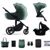 Kinderkraft Prime 2 Passeggino Trio 0-22Kg Carrozzina Seggiolino Auto Dark Green